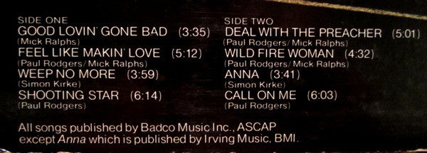 Bad Company (3) : Straight Shooter (LP, Album, RE, SP )