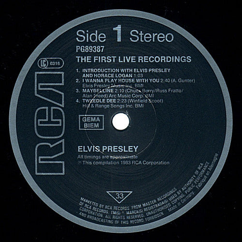 Elvis Presley : The First Live Recordings (LP, Album)