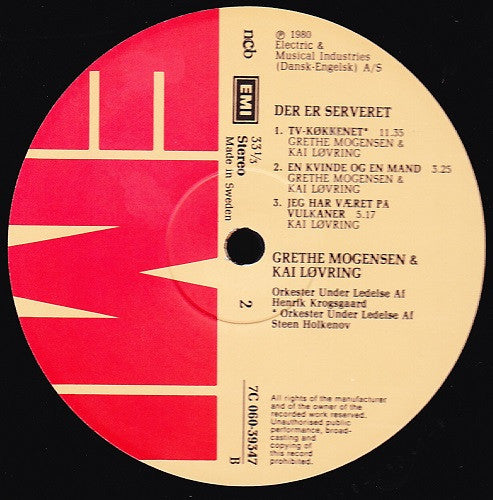 Grethe Mogensen & Kai Løvring : Der Er Serveret (LP)