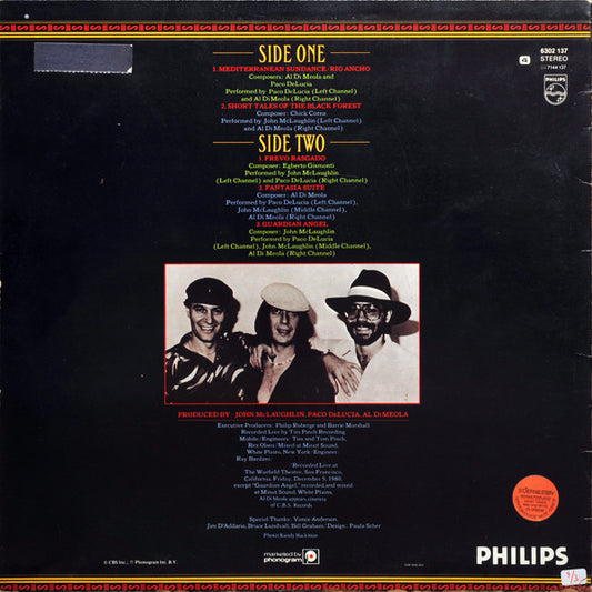 Al Di Meola / John McLaughlin / Paco De Lucía - Friday Night In San Francisco (LP) (Very Good Plus (VG+)) - Skanderborg Vinyl