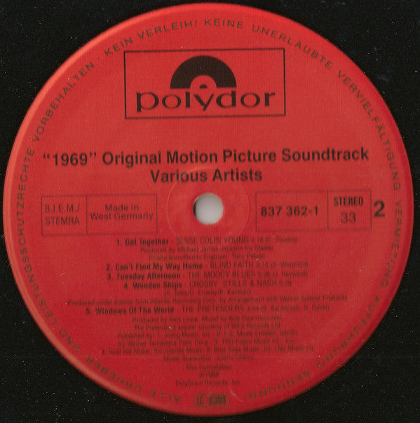 Various : 1969 - The Original Motion Picture Soundtrack (LP, Comp)