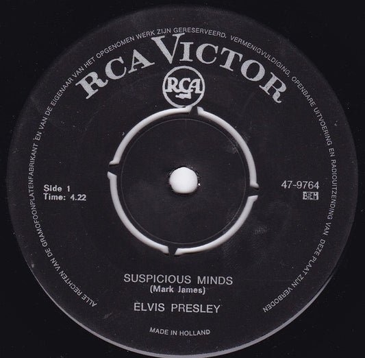 Elvis Presley - Suspicious Minds (7") (Very Good Plus (VG+)) - Skanderborg Vinyl