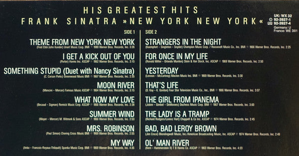 Frank Sinatra : New York New York: His Greatest Hits (LP, Comp)