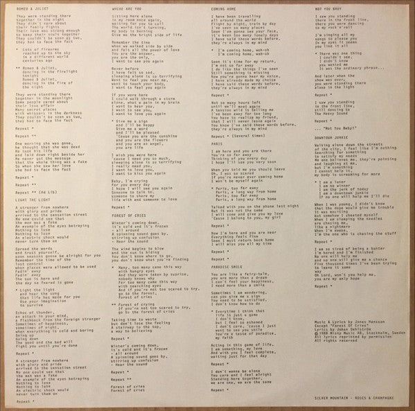 Silver Mountain : Roses & Champagne (LP, Album)