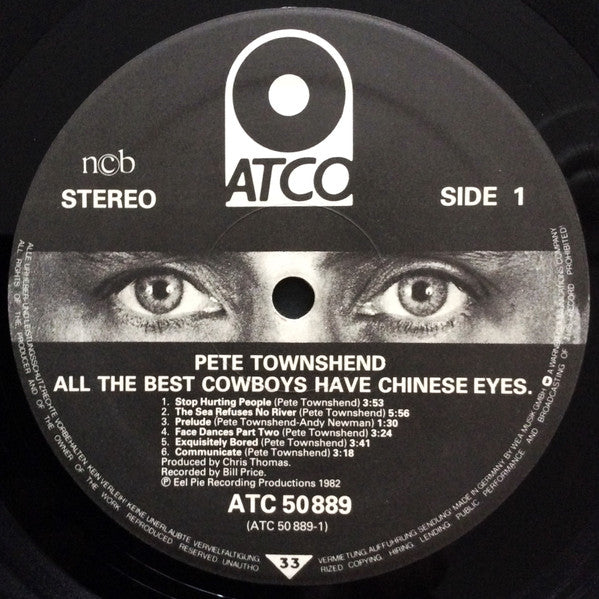 Pete Townshend : All The Best Cowboys Have Chinese Eyes (LP, Album)