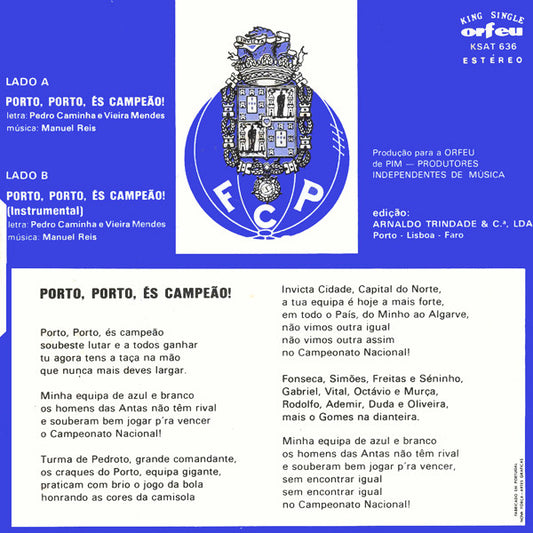 Unknown Artist : Porto Porto És O Campeão! (7", Single)