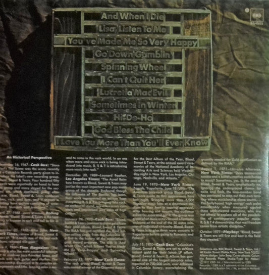 Blood, Sweat And Tears - Blood, Sweat & Tears Greatest Hits (LP) (Very Good Plus (VG+)) - Skanderborg Vinyl