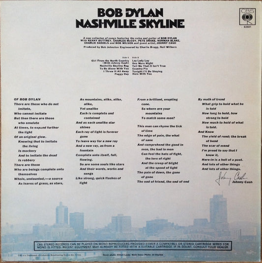 Bob Dylan - Nashville Skyline (LP) (Good Plus (G+)) - Skanderborg Vinyl