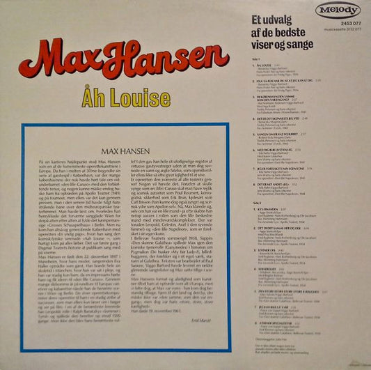 Max Hansen : Åh, Louise (LP, Comp)