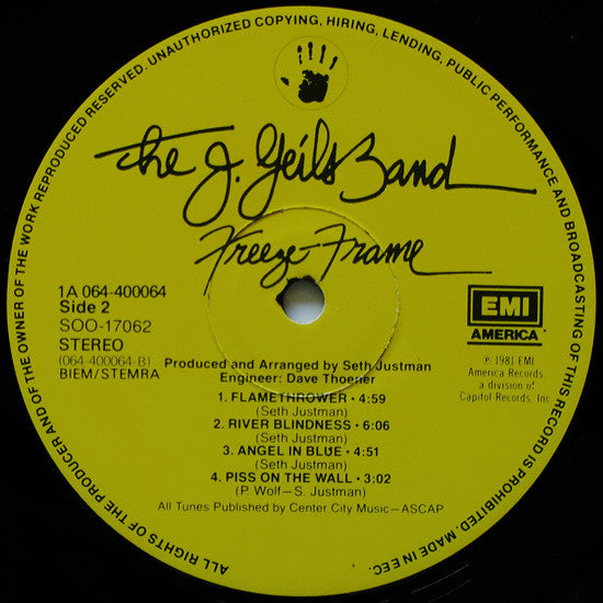 The J. Geils Band : Freeze-Frame (LP, Album)