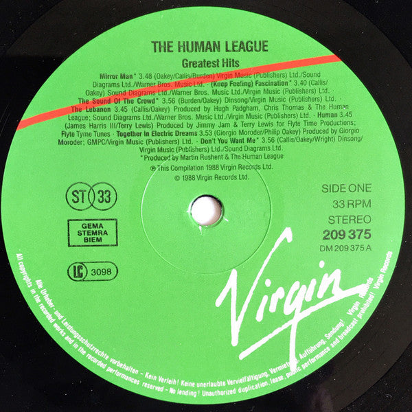 The Human League : Greatest Hits (LP, Comp, Gat)
