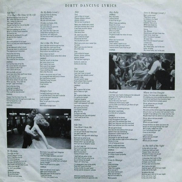 Various : Dirty Dancing (Original Soundtrack From The Vestron Motion Picture) (LP, Album, Comp, RP)