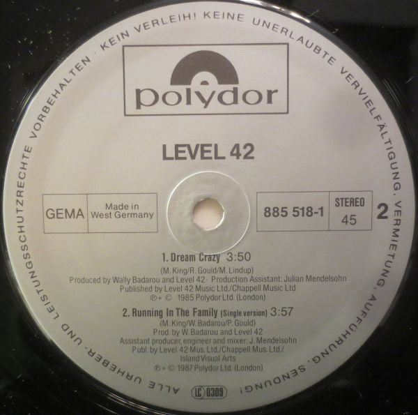 Level 42 : Running In The Family (12", Maxi)