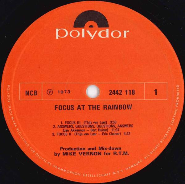 Focus (2) : At The Rainbow (LP, Album, Tri)