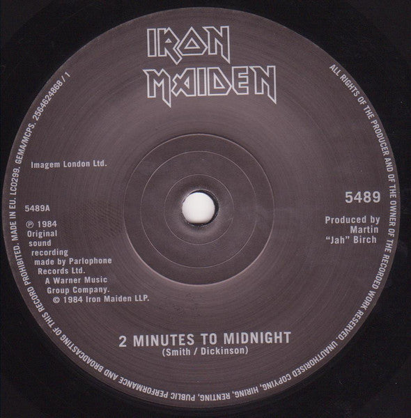 Iron Maiden : 2 Minutes To Midnight (7", Single, RE)