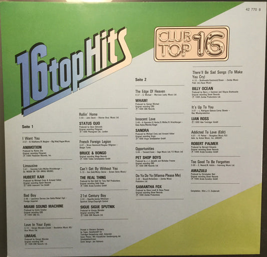 Various : Club Top 16 - September / Oktober '86 (LP, Comp)