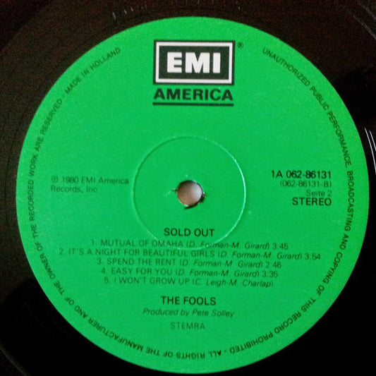 The Fools - Sold Out (LP) (Very Good Plus (VG+)) - Skanderborg Vinyl