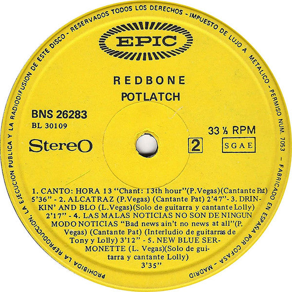 Redbone : Potlatch (LP, Album)