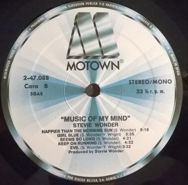 Stevie Wonder : Music Of My Mind (LP, Album, RE)