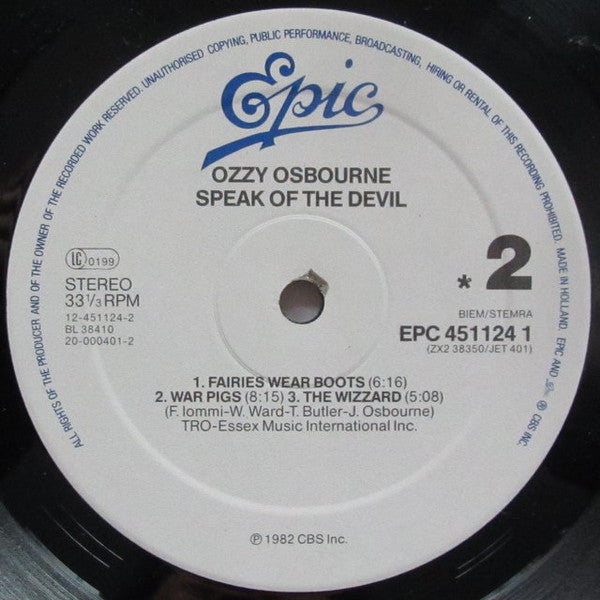 Ozzy Osbourne : Speak Of The Devil (2xLP, Album, RE, Gat)