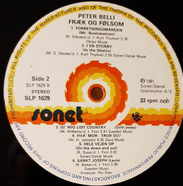 Peter Belli : Fræk Og Følsom (LP, Album)