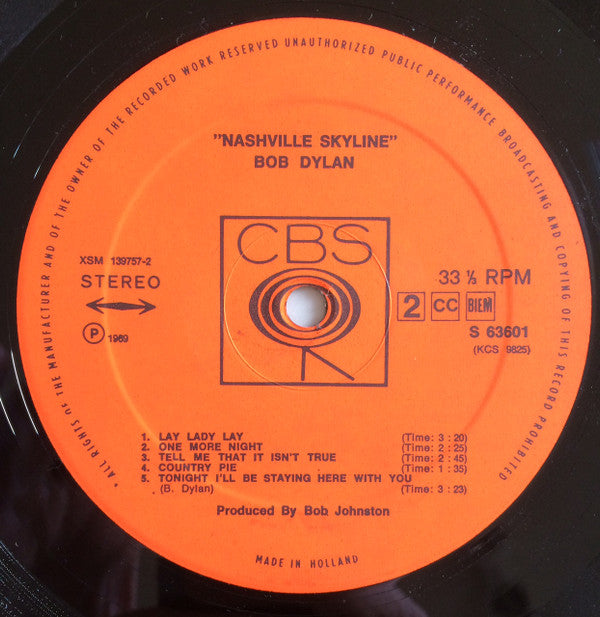 Bob Dylan : Nashville Skyline (LP, Album, RE)
