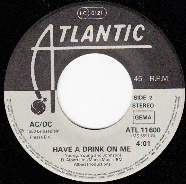 AC/DC : You Shook Me All Night Long (7", Single)