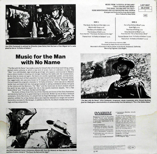 Hugo Montenegro And His Orchestra : Music From 'A Fistful Of Dollars', 'For A Few Dollars More' & 'The Good, The Bad And The Ugly' (LP, Album)