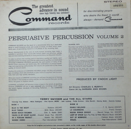Terry Snyder And The All Stars : Persuasive Percussion Volume 2 (LP, Album, Gat)