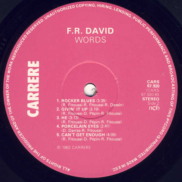 F.R. David : Words (LP, Album)