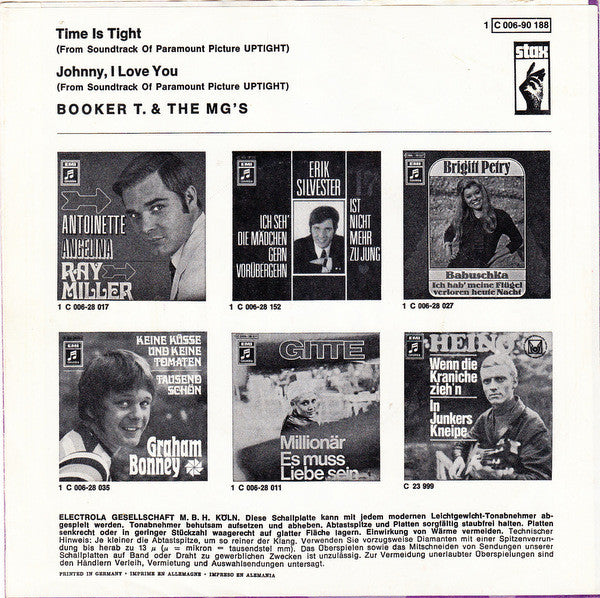 Booker T & The MG's : Time Is Tight / Johnny, I Love You (7", Single, Mono)