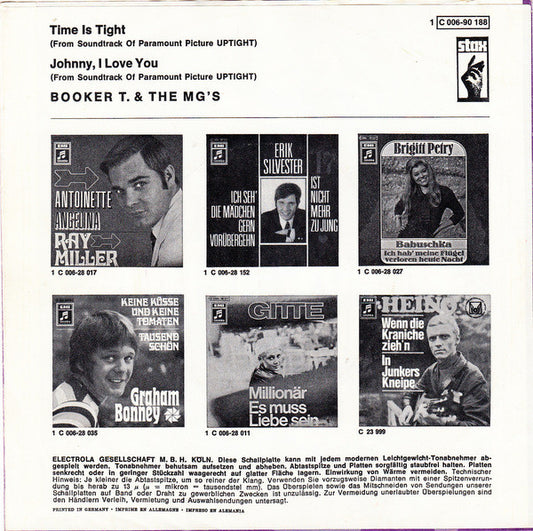 Booker T & The MG's - Time Is Tight / Johnny, I Love You (7") (Very Good (VG)) - Skanderborg Vinyl