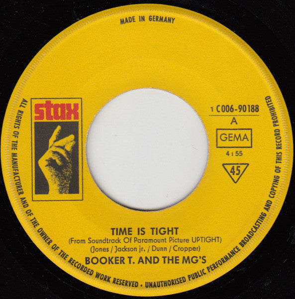Booker T & The MG's : Time Is Tight / Johnny, I Love You (7", Single, Mono)