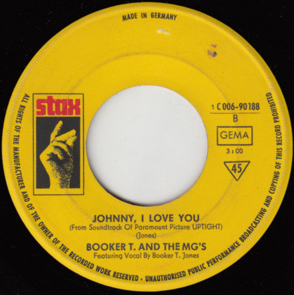 Booker T & The MG's : Time Is Tight / Johnny, I Love You (7", Single, Mono)
