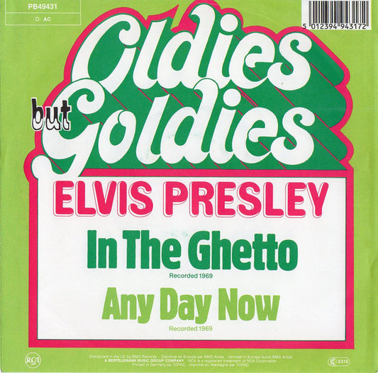 Elvis Presley - In The Ghetto / Any Day Now (7") (Very Good (VG)) - Skanderborg Vinyl