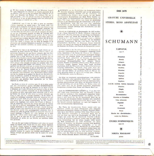 Nikita Magaloff, Robert Schumann : Carnaval - Etudes symphoniques (LP)