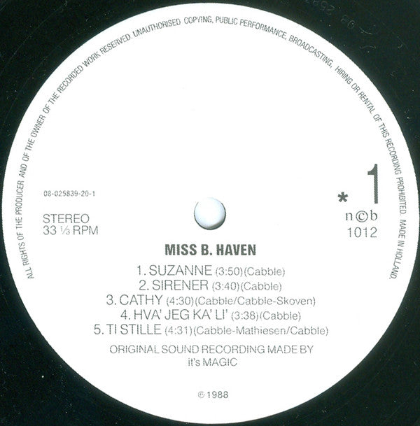 Miss B. Haven : On Honeymoon (LP, Album, RE)