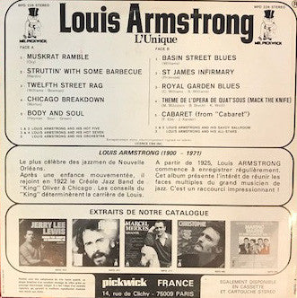 Louis Armstrong : L'Unique (LP, Comp)