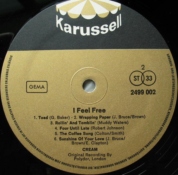 Cream (2) : I Feel Free (LP, Comp, RE)