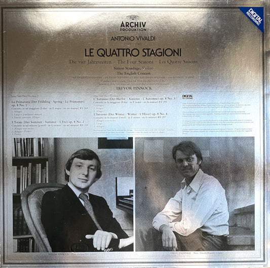 Antonio Vivaldi, The English Concert, Simon Standage • Trevor Pinnock : Le Quattro Stagioni = Die Vier Jahreszeiten = The Four Seasons = Les Quatre Saisons (LP)