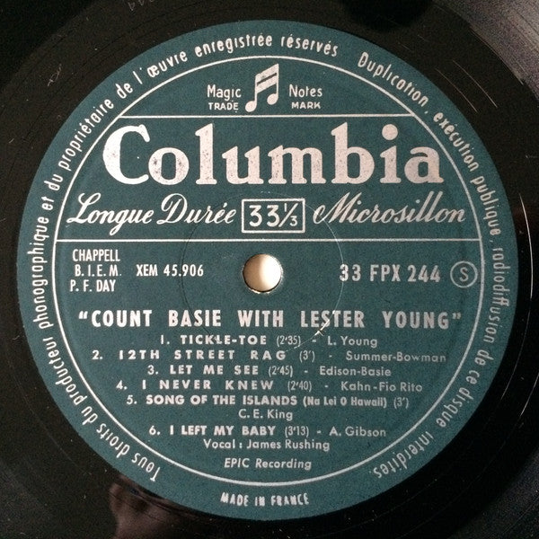 Count Basie With Lester Young : Count Basie With Lester Young (LP, Comp, Mono)