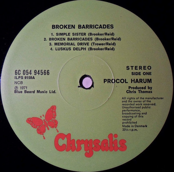Procol Harum : Broken Barricades (LP, Album, RE)