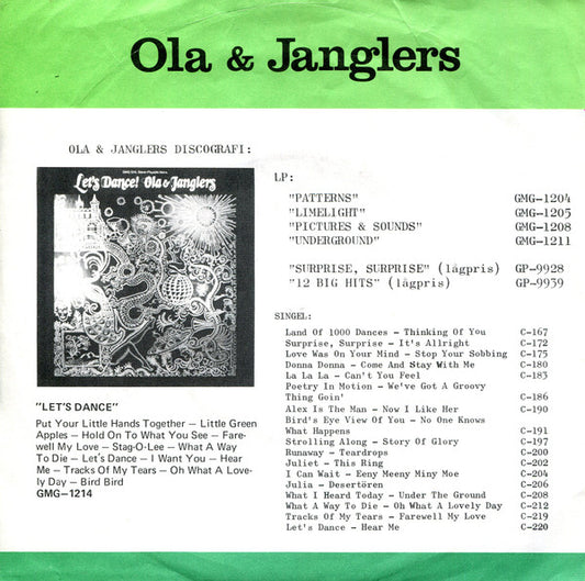Ola & The Janglers : Let's Dance / Hear Me (7", Single, Gre)