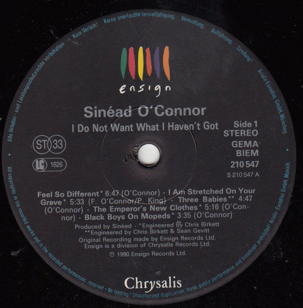 Sinéad O'Connor : I Do Not Want What I Haven't Got (LP, Album)