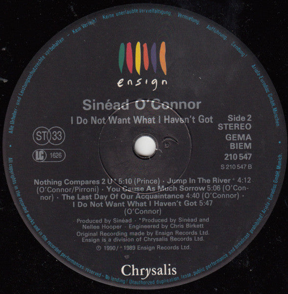 Sinéad O'Connor : I Do Not Want What I Haven't Got (LP, Album)