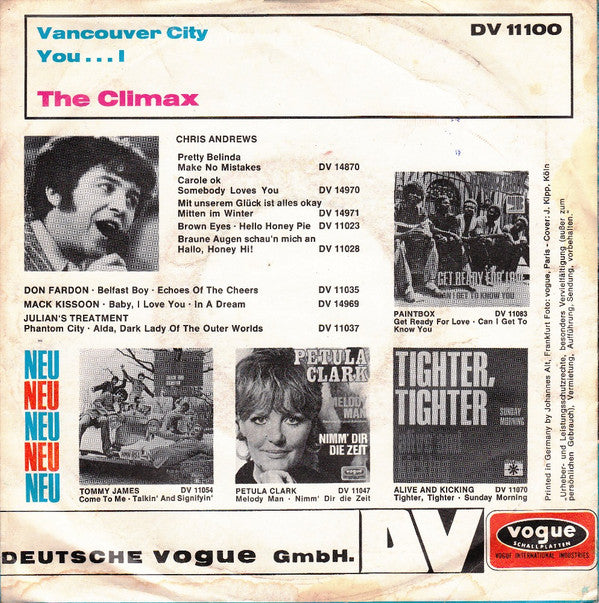 Climax (14) : Vancouver City / You... I (7")