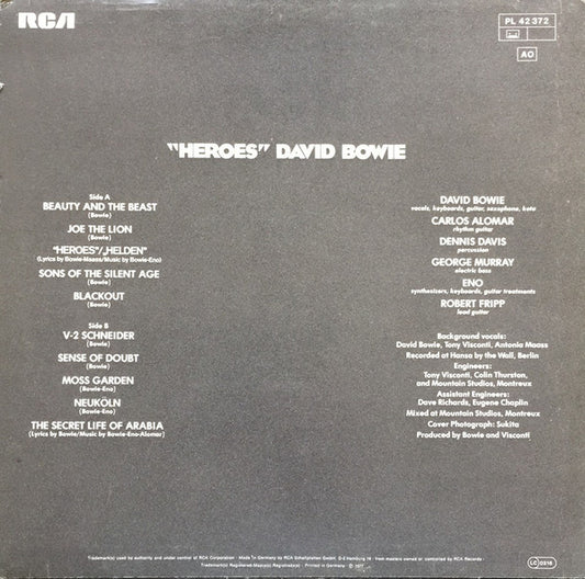 David Bowie - "Heroes" (LP) (Very Good Plus (VG+)) - Skanderborg Vinyl