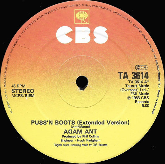 Adam Ant - Puss'N Boots (12") (Very Good Plus (VG+)) - Skanderborg Vinyl