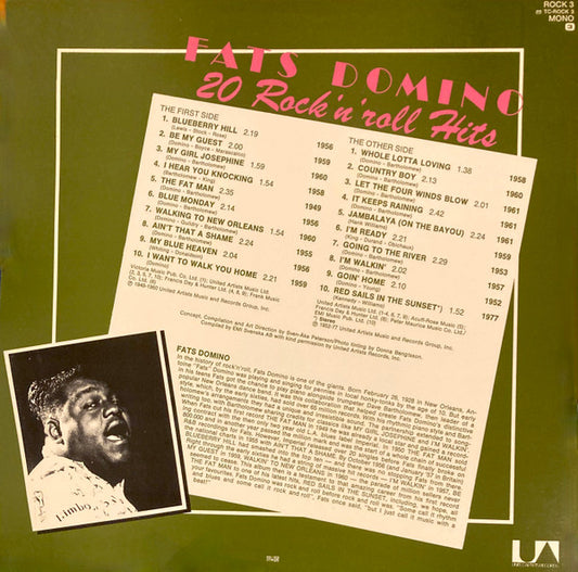 Fats Domino - 20 Rock'n'Roll Hits (LP) (Very Good Plus (VG+)) - Skanderborg Vinyl