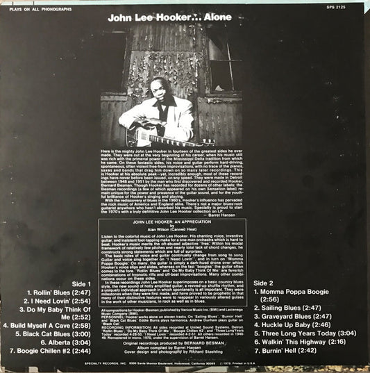 John Lee Hooker : Alone (LP, Comp, Mono, RM, lab)